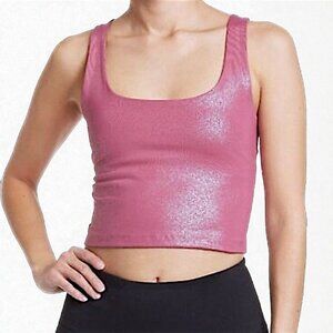 Beyond Yoga power shine mauve pink shimmer cropped tank W's M